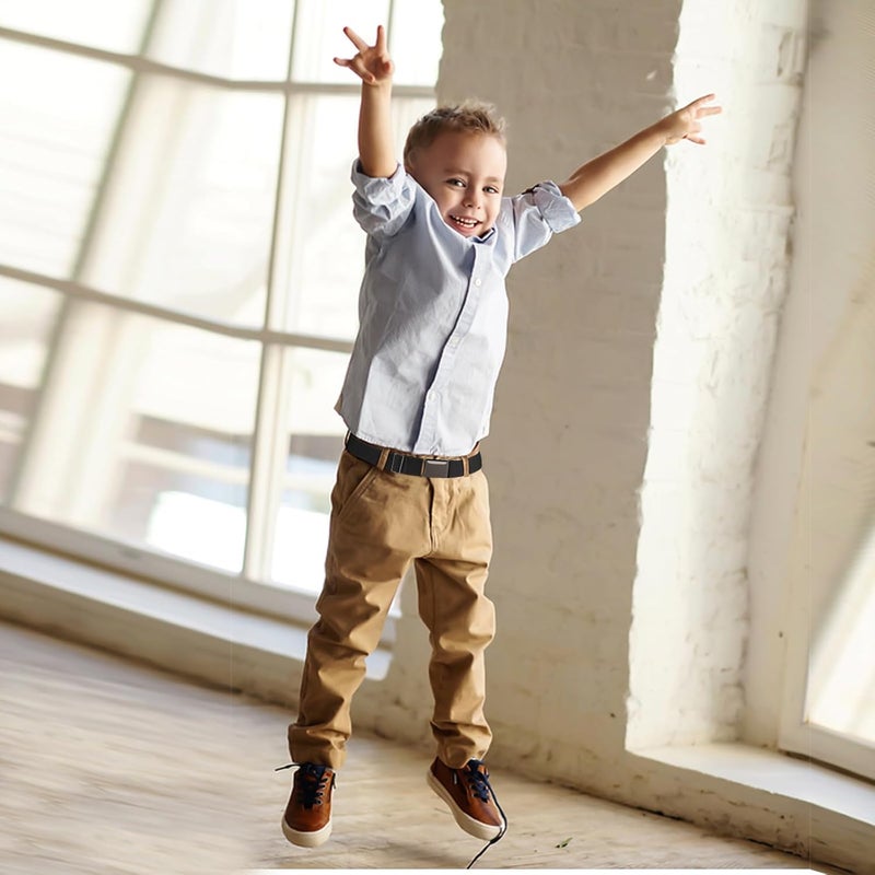 Kajeer Kids Belts 2 Pack for Boys Girls Elastic,Adjustable Silver Square Buckle Boy Toddler Belt for School Uniforms Causal - Image 3